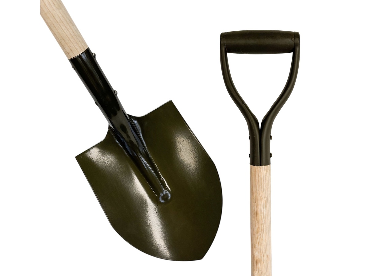 Compact shovel green, with 50cm handle and metal D-grip